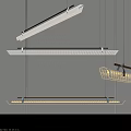 Modern Linear Pendant Lights With LED Strips And Metal Frame Design 3d model