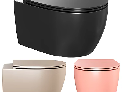 Modern Sleek Toilets in Black Beige and Pink with Stylish Design Features 3d model
