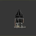 Unique Architectural Model With Pointed Glass Roof Red Brick Base Entrance And Green Trees