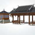 Traditional Landscape Pavilions With Wooden Structures Curved Roofs And Various Designs