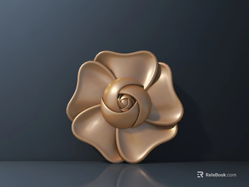 Decorative Brass Flower Shaped Hardware Tools With Dark Background Reflective Surface 3d model 