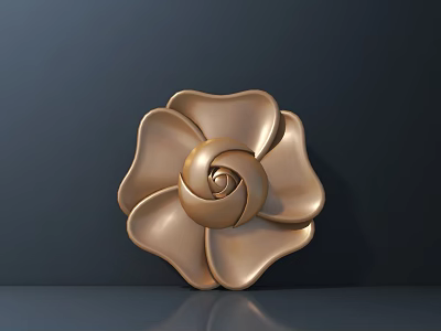Decorative Brass Flower Shaped Hardware Tools With Dark Background Reflective Surface 3d model