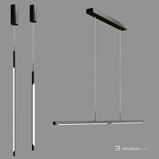 Modern Linear Pendant Lights With Sleek Metal Design For Contemporary Interior Spaces 3d model 