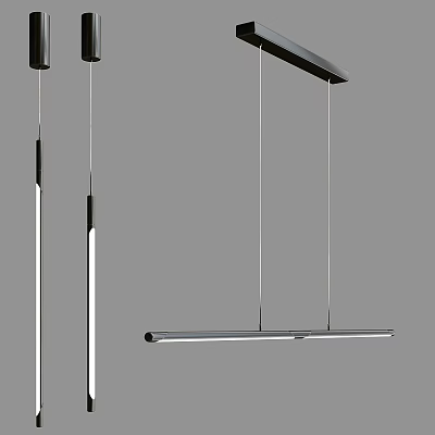 Modern Linear Pendant Lights With Sleek Metal Design For Contemporary Interior Spaces 3d model