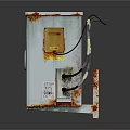 Old Outdoor Air Conditioner Unit Featuring Rusty Body And Fan Grill