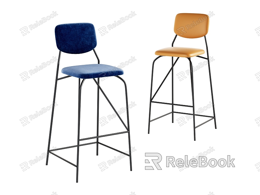 Bar Chair Combination Simple Fashion Elegant Metal Tripod Leather model