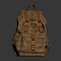 Brown Canvas Backpack with Leather Straps and Multiple Pockets for Everyday Use and Practical Style 3d model