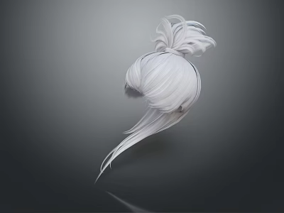 Game Film Character 3D Model With White Long Hair High Bun Flowing Ornaments Exquisite Styling 3d model