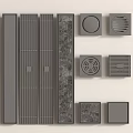 Modern Gray Decorative Wall Panels With Various Textures And Design Patterns 3d model