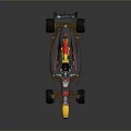 Blue And Yellow Formula 1 Race Car With Oracle Grace Logos And Red Rims