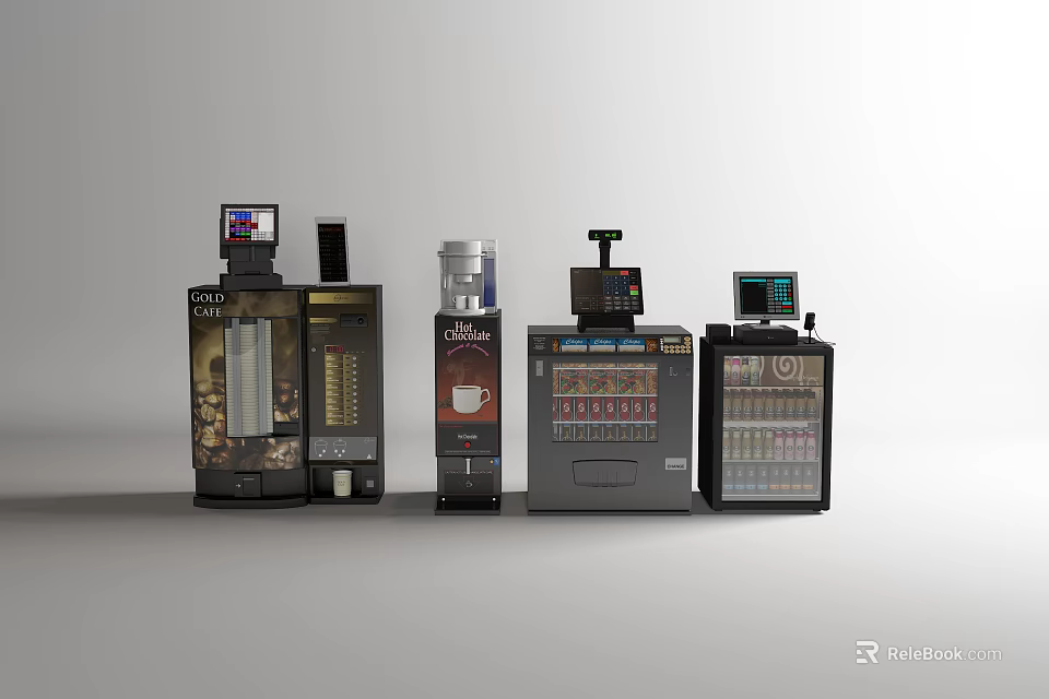 Modern Commercial Kitchen Appliances With Digital Screens And Automatic Dispensing Systems 3d model 