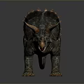 Realistic Triceratops Dinosaur Model With Detailed Skin Texture And Brown Horns