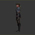 Game Movie Character Pirate Style With Red Hair Pirate Hat Blue Coat And Sword
