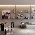 Modern Living And Dining Room Interior With Wooden Furniture Simple Decor And Lighting Elements