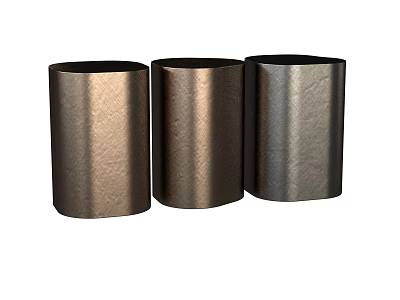 Three Modern Metallic Cylindrical Side Tables With Sleek Brushed Surface Design 3d model