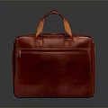 Red Leather Briefcase with Yellow Handles Classic Texture and Zipper Design