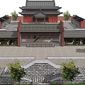 Traditional Ancient Chinese Architecture With Multi tiered Roofs Red Walls And Stone Steps