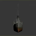 Vintage Water Vessel With Tall Masts Smokestack Blue And Orange Hull And Detailed Deck