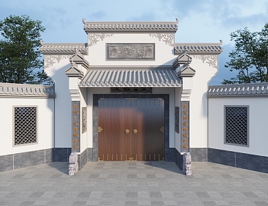 Chinese Style Villa Courtyard Door Head Chinese Style Door Head Huizhou Architecture Door Head 3d model