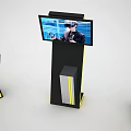 Modern Public Information Kiosks With Black Yellow Accent Design Vertical Stand And Digital Screens