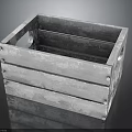 Gray Wooden Storage Box With Layered Design Handle And Metal Nails