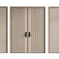 Modern Double Doors With Vertical Stripe Panels And Smooth Wood Grain Textures For Home Interior