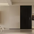 Modern Minimalist Cream Tone Living And Dining Room With Sleek Wall Panels And Soft Lighting