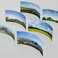 Curved Diverse Scenic Images With Natural Landscapes And Urban City Views