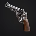 Classic Revolver Featuring Metallic Body And Wooden Grip Design Details