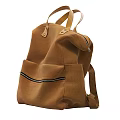 Brown Canvas Backpack With Zipper Pocket And Adjustable Shoulder Straps