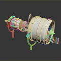 Industrial Equipment Metallic Turbine Structure With Rotating Blades And Support Frame Design
