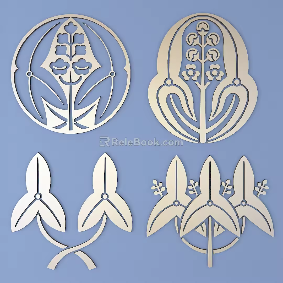 Japanese-style Carved Traditional Pattern Lattice Carved Pattern 3d model