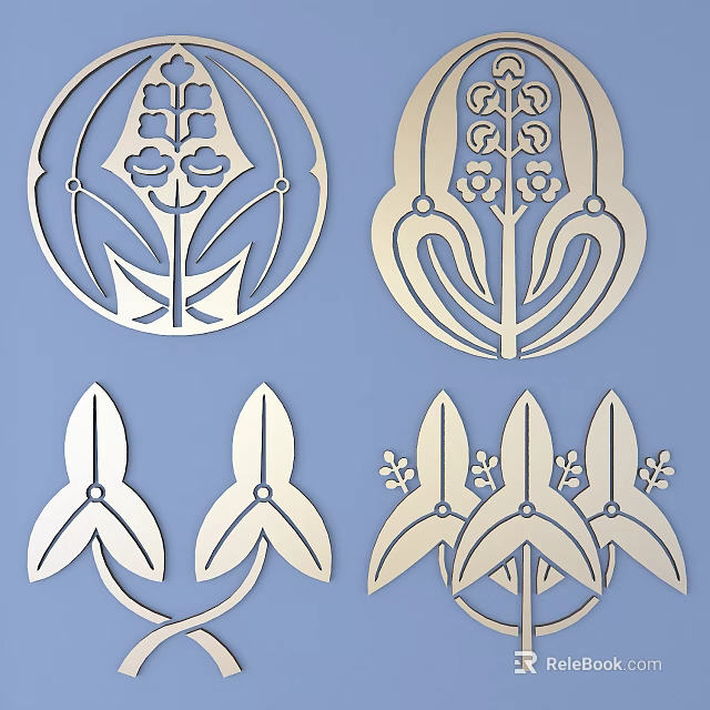 Decorative Floral Leaf Carving Designs With Intricate Patterns And Artistic Details 3d model 