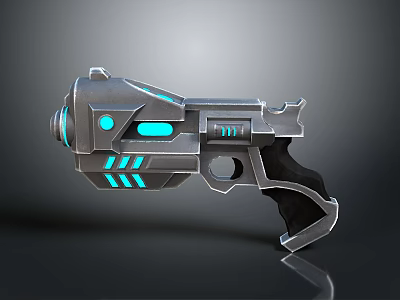 Futuristic Sci Fi Pistol Weapon With Metallic Body And Blue Glowing Accents In Modern Design 3d model