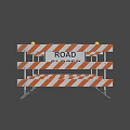 Orange And White Traffic Barriers With Road Closed And Bridge Out Signs