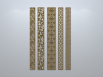 Chinese-style window grilles silhouette pane window sill border openwork window 3d model