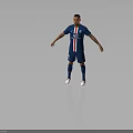Football Player Character In PSG Blue Jersey With Tattoos And Sports Equipment