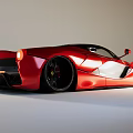 Red Supercar With Sleek Streamlined Body And White Accents Black Wheels