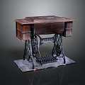 Vintage Sewing Machine With Wooden Top Drawers Metal Frame And Pedal