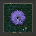 Enchanted Forest Scene With Purple Willow Tree Green Pine Trees Grass Mushrooms And Small Flowers