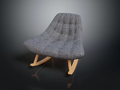 Modern Gray Tufted Leisure Chair With Upholstered Seat And Sturdy Wooden Legs Design 3d model