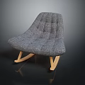 Modern Gray Tufted Leisure Chair With Upholstered Seat And Sturdy Wooden Legs Design
