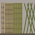 Natural Bamboo Screens With Vertical And Crossed Arrangements In Green And Yellow Tones