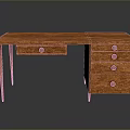 Classic Wooden Office Desk With Long Drawer And Four Small Storage Drawers