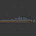 Detailed 3D Battleship Model With Blue Hull Brown Deck And Turrets Structure