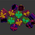 Colorful Gift Boxes With Yellow Pink Bows In Square Heart Shapes For Daily Living Supplies