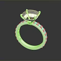 Elegant Fashion Ring Featuring Large Gemstone And Silver Band With Small Diamonds