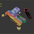 Orange And White Weapon With Pink Accents Batteries And Black Component
