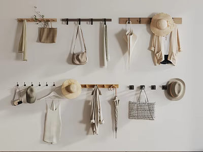 Wall Mounted Hooks for Hanging Hats Bags Clothes Scarves and Home Accessories 3d model