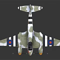 Detailed Twin Engine Fighter Plane Model With Camouflage Paint And British Roundels